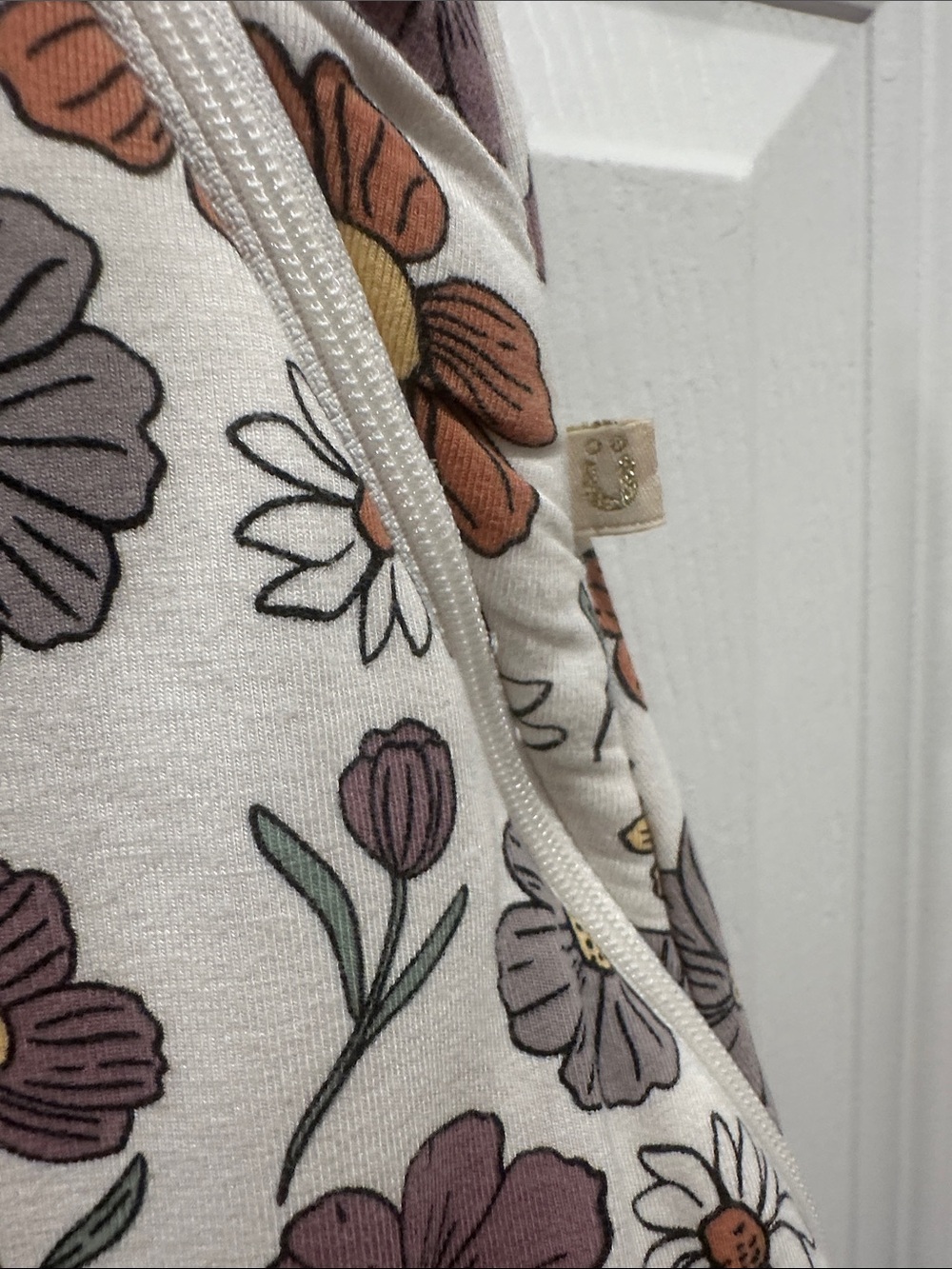 Sleeveless Cream Floral Sleep Sack with Purple & Rust Flowers - Picture 3 of 4